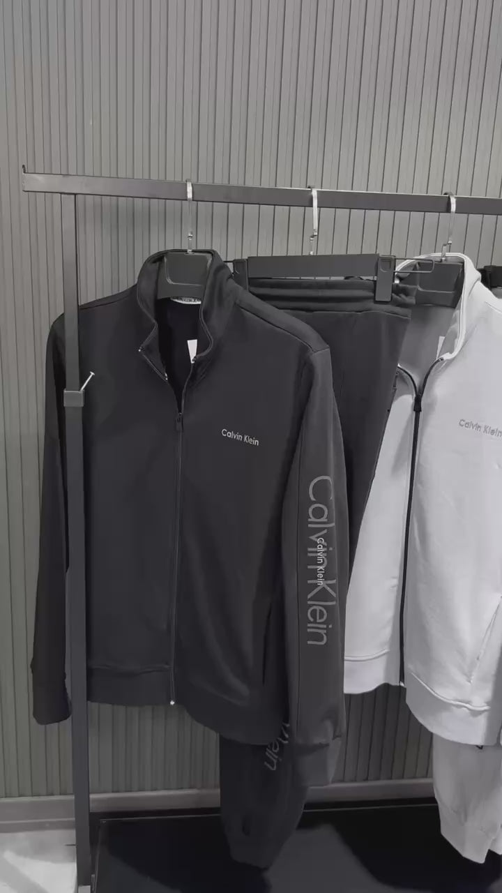 Męski Dres Calvin Klein Style Czarny – Bluza na Zamek + Spodnie